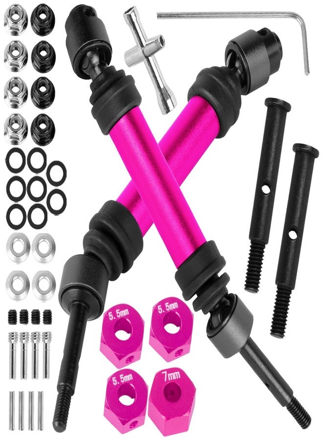 BRCatWPark Drive Shaft Axles Upgrades Part for 1/10 Slash 2WD (VXL),RC Steel #45 2Pcs Driveshafts CVD w/Hex Hops Up,Pink - Image 1